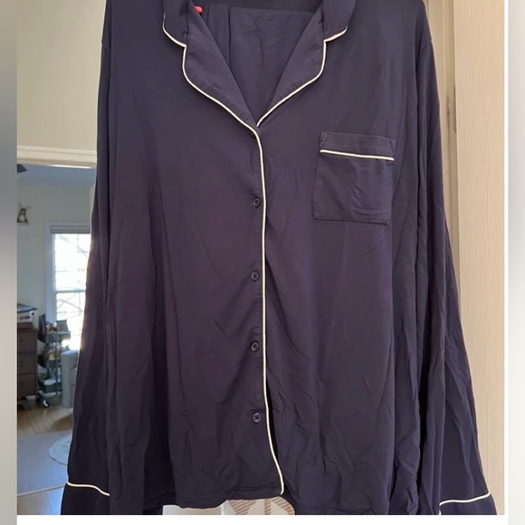 TENCEL™ Modal Jersey Knit Long-Sleeve Button-Down PJ Set, The Company Store, XXL - Picture 2 of 5